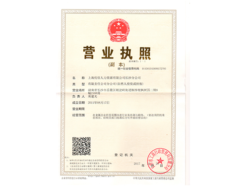 长沙分公司营业执照
